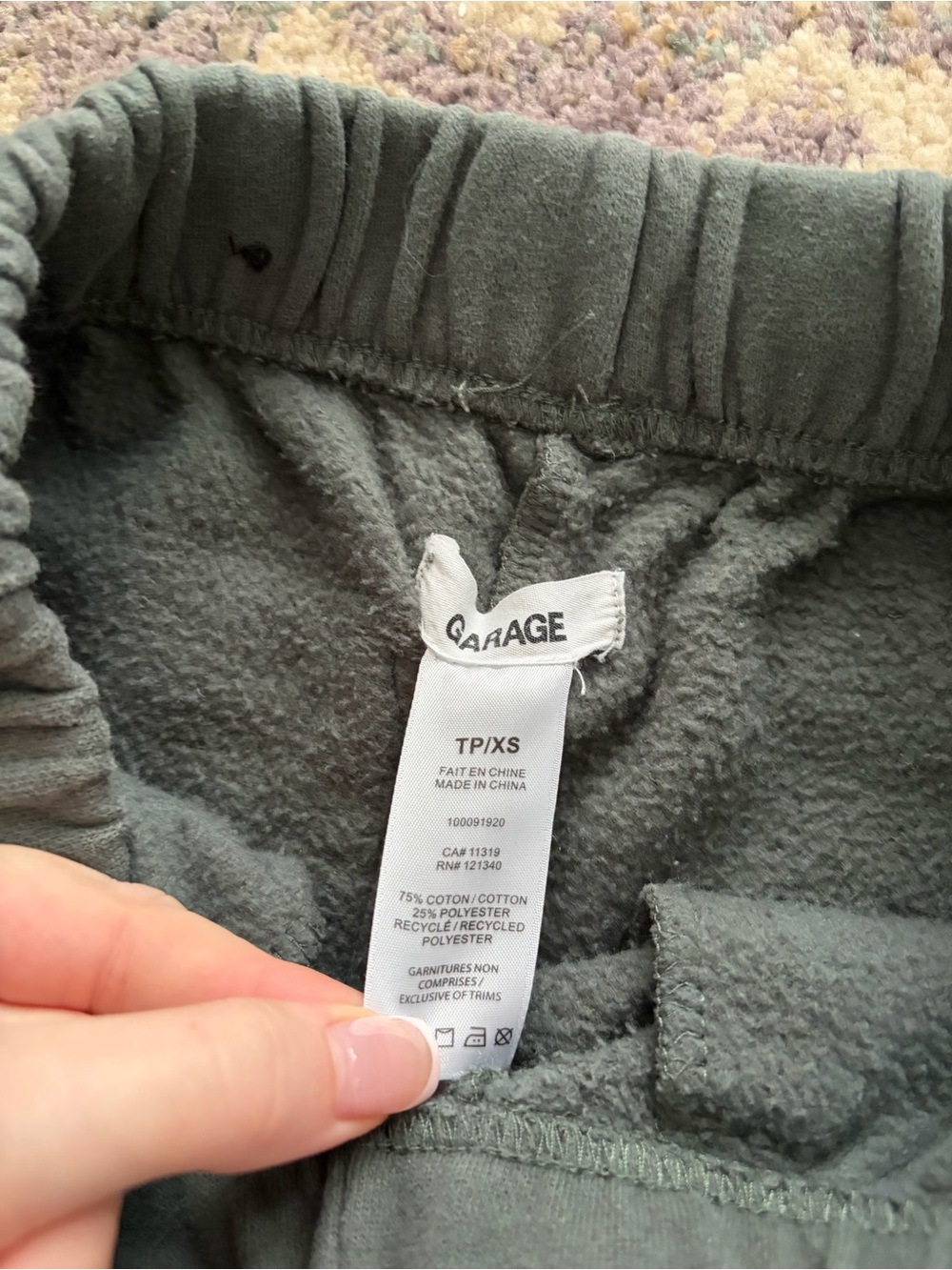 Garage Wide Leg Grey/Green Sweatpants - Picture 6 of 7